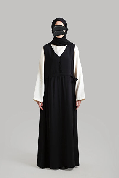 Lemaye Buttoned Tenselsoft Gilet Dress - Black