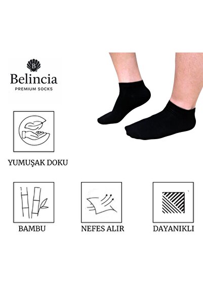 belincia Bamboo Women's Booties Socks Stitch-Free Pack of 6 (2 Black - 2 White 2 Gray)