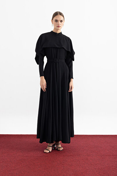 Birgül Bektaş Asymmetrical Cut Cape Dress