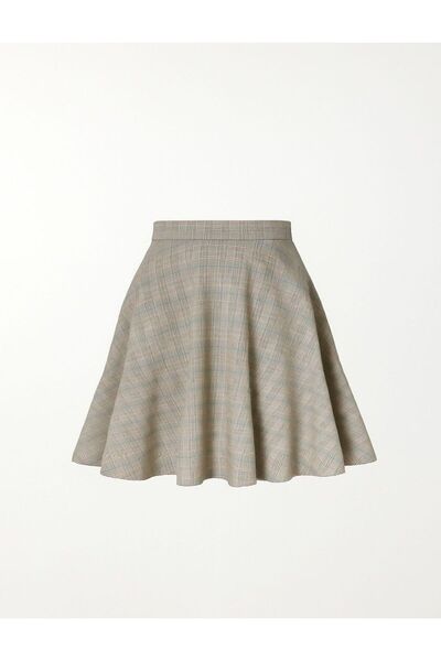 UNTIMELY High Waist Short Atlas Fabric Flared Skirt