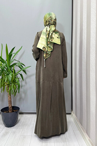 MISS DALIDA Shirt Collar Cupro Dress Khaki T26K-4002