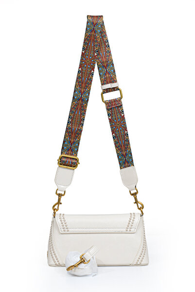 Levidor Authentic Phaeton Metal Logo and Ethnic Pattern Detailed Women's Shoulder Bag Lv930575 Cream