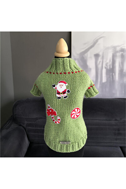 Lady Fify Kedi ve Köpek için Açık Yeşil Yeni Yıl / Noel Kazağı