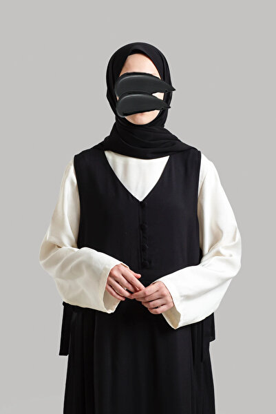 Lemaye Buttoned Tenselsoft Gilet Dress - Black