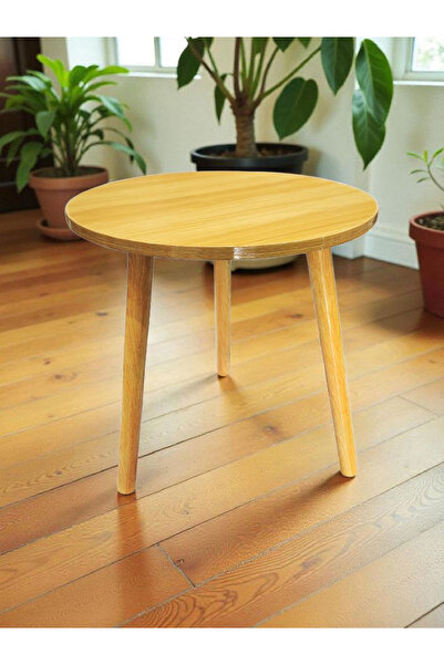 BN Small Round Folding End Table, Movable Coffee Table with 3 Legs, Simple Modern Unit Table Biege