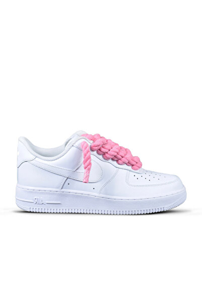 Nike Air Force 1 Low Sneakers Custom Laces with Pink Rope-Pink Chunky Lace