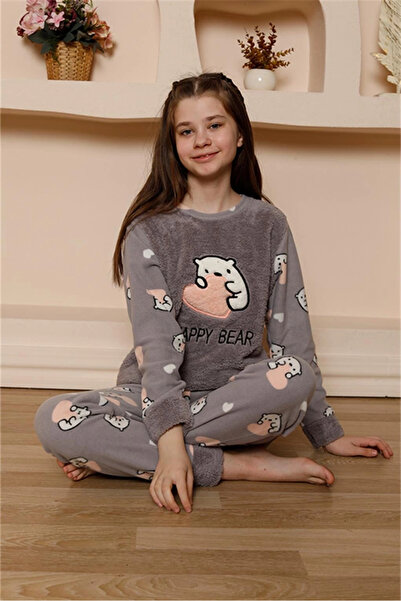 ALFA AKSESUAR 03 Clothing Girls' Fleece Gray Pajama Set