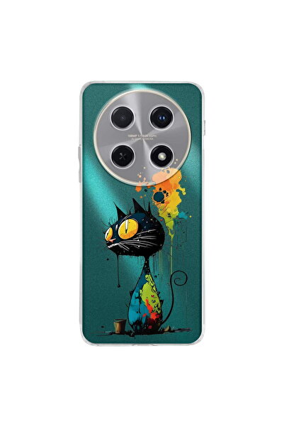 PrintiFy Huawei Nova 12s ile Uyumlu Splash Kedi Tasarımlı Şeffaf Silikon Kılıf