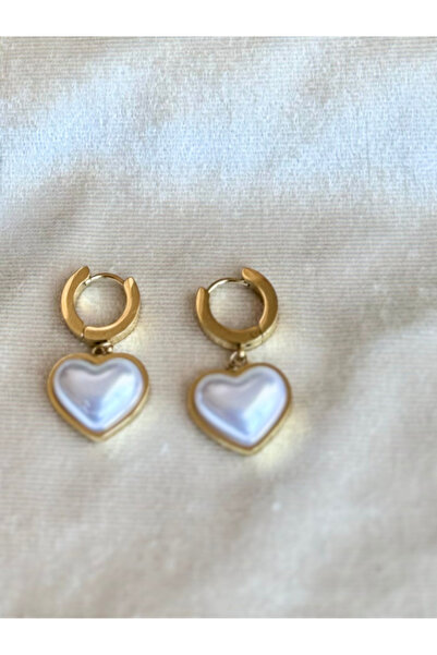 BİJUKO TAKI Stilinizi Parlatın أقراط على شكل قلب بمظهر اللؤلؤ، تصميم متدلي أم...