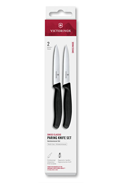 Victorinox Set 2 Cutite Pentru Decojit 6.7793.B, Lama 10 cm, Negru