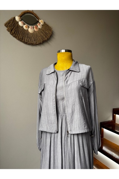 EMEL DURMAZ CEKETLİ SIFIR KOLLU ELBİSE