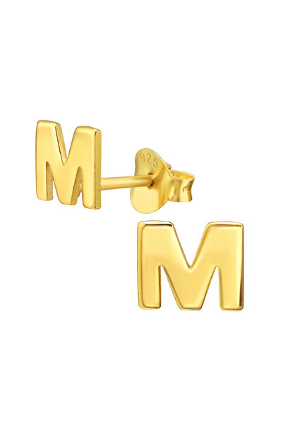 Sophia Collection Cercei argint 925 placat cu aur 24K model initiala M