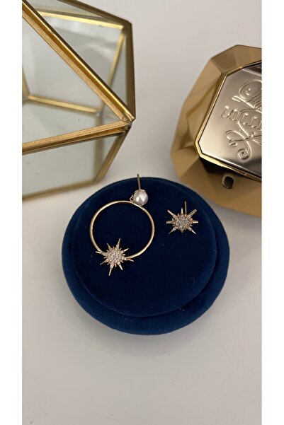 SU PERİSİ TAKI BİJUTERİ Xuping Gold Zircon Stone North Star Earrings
