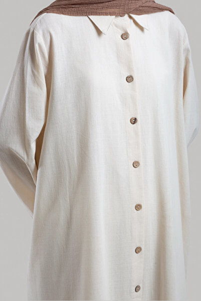 Lemaye Φόρεμα από λινό πουκάμισο - Πέτρα