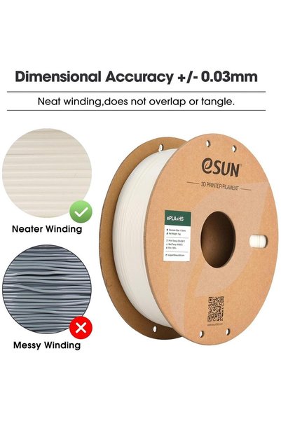 eSun Pla-Hs Beyaz Filament 1.75mm 1Kg - Yüksek Hız Uyumlu Pla+
