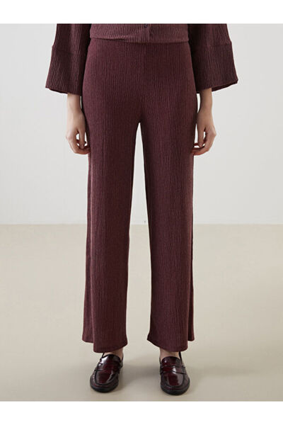 LC Waikiki Standard Fit Textured Wide Leg Women's Trousers