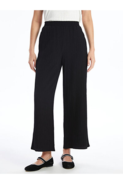 LC Waikiki Straight Wide Leg Women's Trousers with Elastic Waist