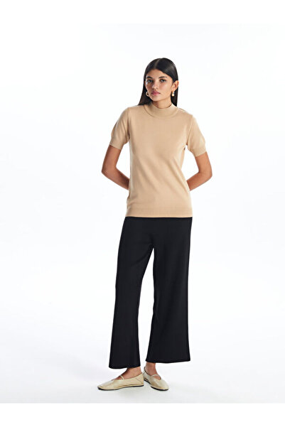 LC Waikiki Straight Wide Leg Women's Knitwear Trousers with Elastic Waist