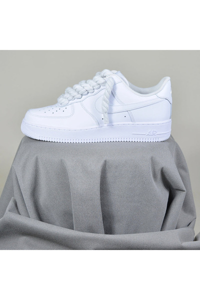 Nike Pantofi Sport Air Force 1 Low Custom Rope Laces siret Alb gros chunky