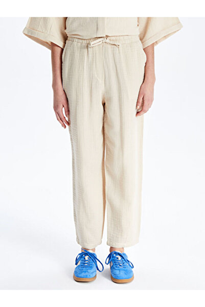 LC Waikiki Straight Muslin Women's Trousers with Elastic Waist