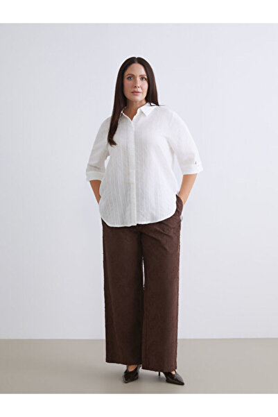 LC Waikiki Patterned Wide Leg Women's Trousers with Elastic Waist