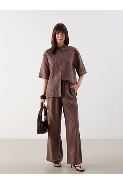 LC Waikiki Elastic Waist Striped Satin Women's Trousers