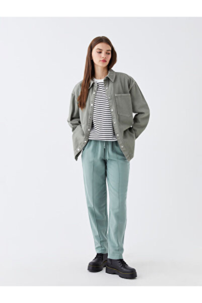 LC Waikiki Plain Linen Blend Women's Trousers with Elastic Waist