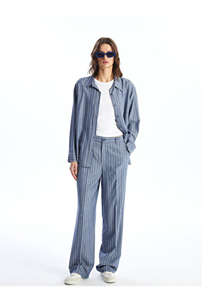 LC Waikiki Standard Fit Striped Linen Blended Women's Trousers