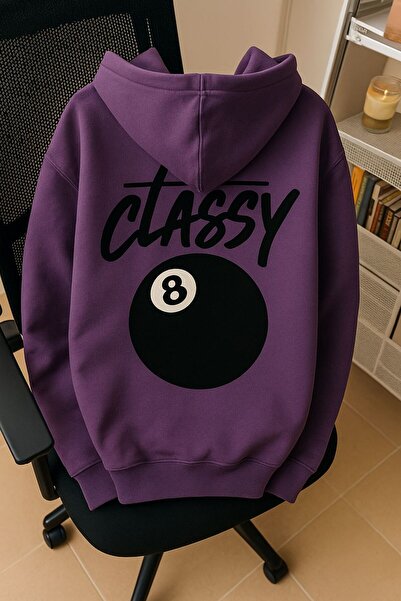 CLASSY.MODA Φούτερ Unisex με κουκούλα oversized με τύπωμα – Εκτύπωση στο πίσω μέρος με με τύπωμα μπάλες