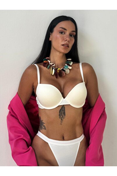 aldyoo Bambu Ekru Nefes Alan Organik Balenli Dolgulu Sütyen Takımı