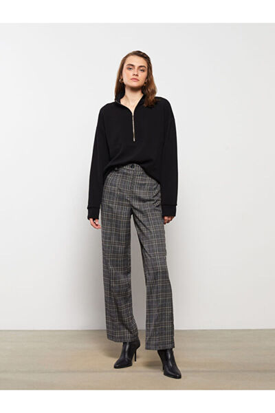 LC Waikiki Standard Fit Plaid Women's Trousers