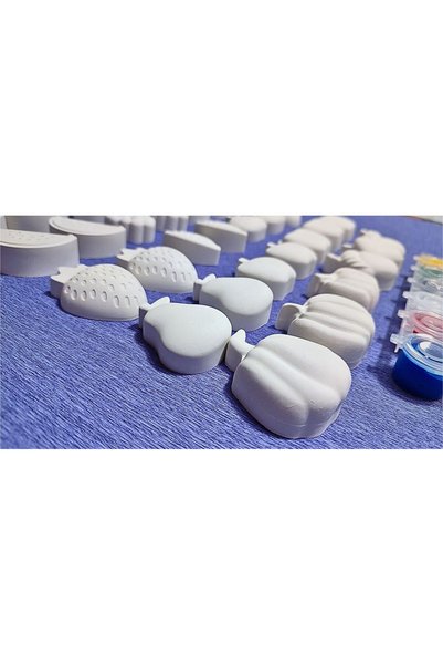 MİSSEHOME 37 Pieces (3D) I'M Learning Fruits Stone Painting Children's Development Painting Activity Set Stone Painting