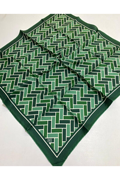 Seyra Eșarfă de mătase Uhte Tivil cu model geometric verde 3033