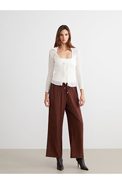LC Waikiki Elastic Waist Textured Women's Trousers