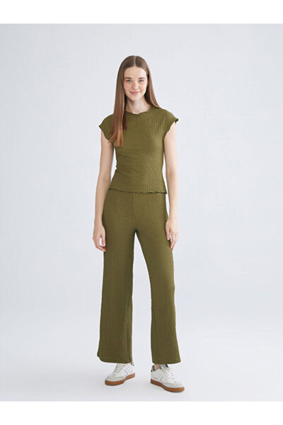 LC Waikiki Elastic Waist Textured Women's Trousers