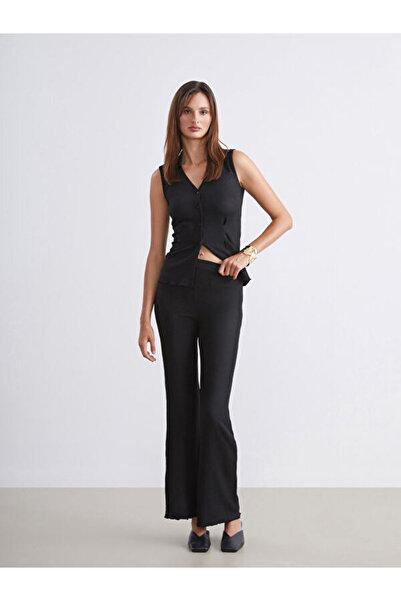 LC Waikiki Women's Textured Spanish Leg Pants with Elastic Waist