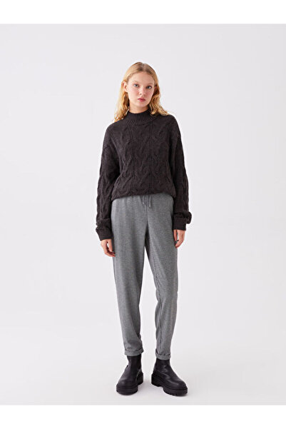 LC Waikiki Patterned Women's Carrot Trousers with Elastic Waist