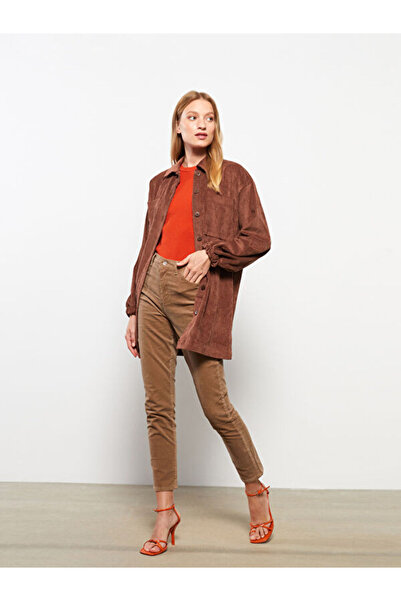 LC Waikiki Normal Waist Slim Fit Straight Velvet Women's Trousers