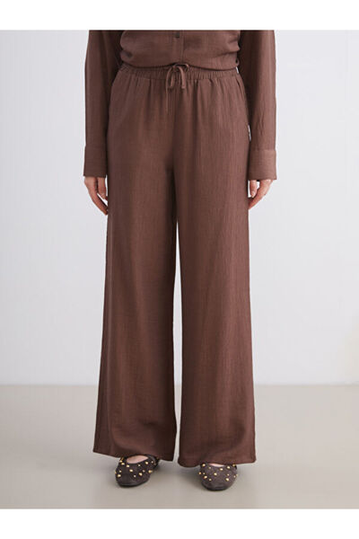 LC Waikiki Elastic Waist Textured Wide Leg Women's Trousers