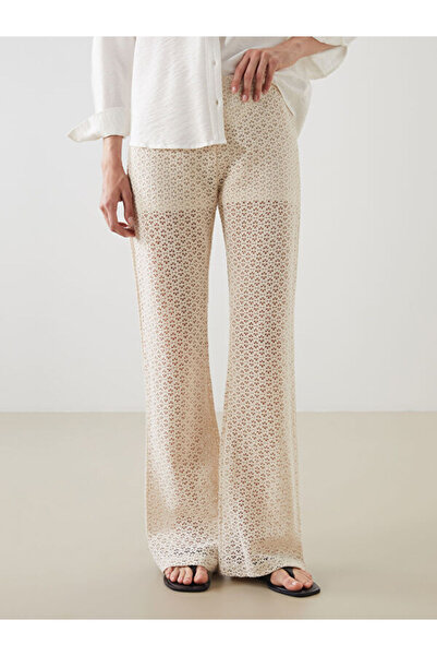 LC Waikiki Elastic waist Lace-Like Knit women pants