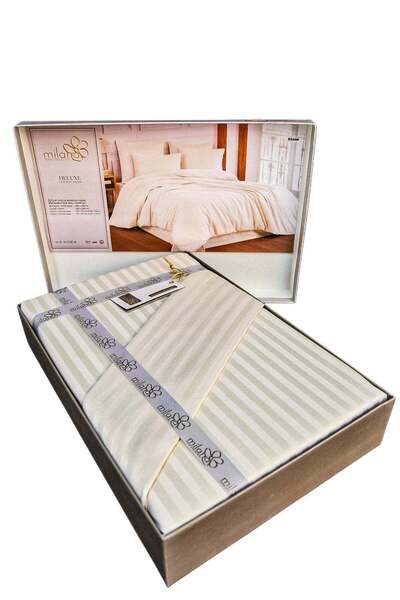MİLANA Cream Damask Cotton Bedding Set