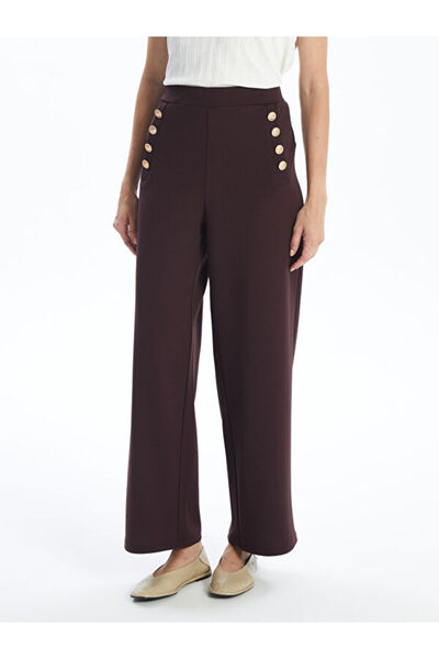 LC Waikiki Straight Wide Leg Women's Trousers with Elastic Waist