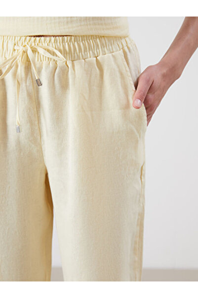 LC Waikiki Elastic waist 100% linen women's trousers