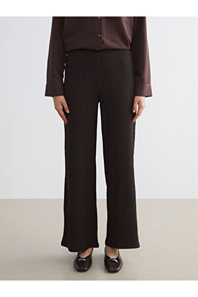 LC Waikiki Elastic Waist Textured Wide Leg Women's Trousers