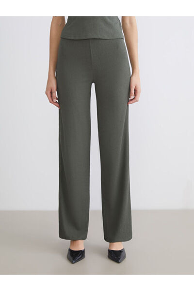 LC Waikiki Elastic Waist Textured Wide Leg Women's Trousers