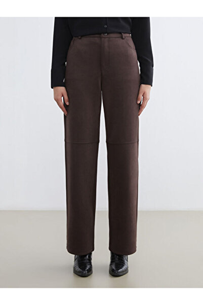 LC Waikiki Standard Fit Women's Suede Look Pants