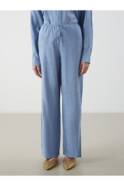 LC Waikiki Linen Look Women's Trousers with Elastic Waist