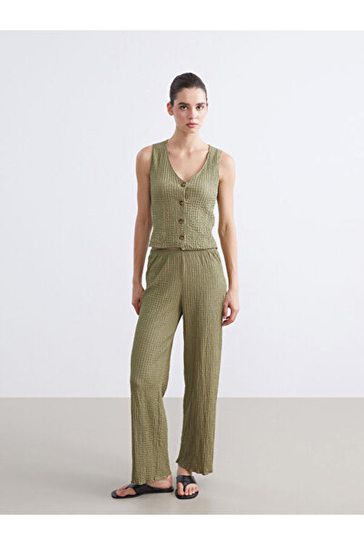 LC Waikiki Elastic Waist Textured Women's Trousers