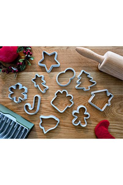 Devotech 8-Piece Christmas Cookie Mold Set - New Year Theme - Cookie Cutter Molds