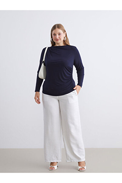 LC Waikiki Timeless Clothing & Timeless Choices Women's Striped Pants with Dr...